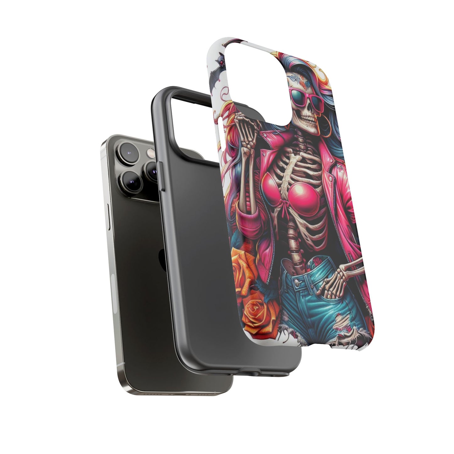 Neon Bones – Retro Skeleton & Vibrant Punk Aesthetic Mobile Cover