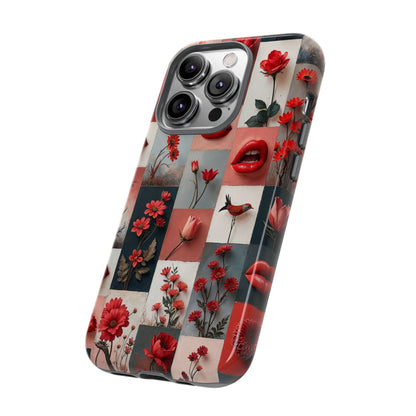 Red Flowers & Lips Collage Phone Case