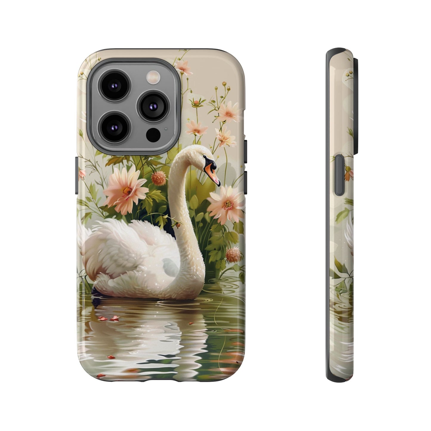 Floral Swan Phone Case – Bird Phone Case, Elegant & Protective for iPhone, Samsung & Google Pixel
