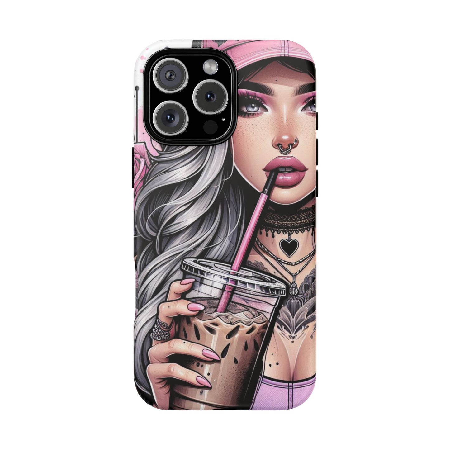 Pink Aesthetic Rebel – Iced Coffee & Inked Beauty Mobile Cover