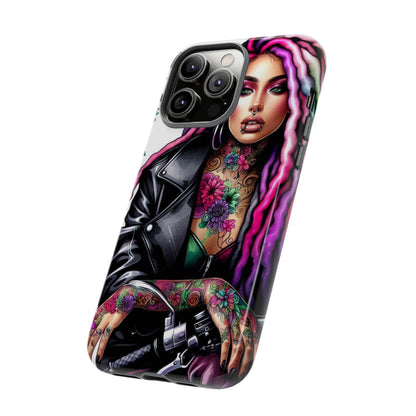 Neon Rebel – Vibrant Biker Queen Mobile Cover