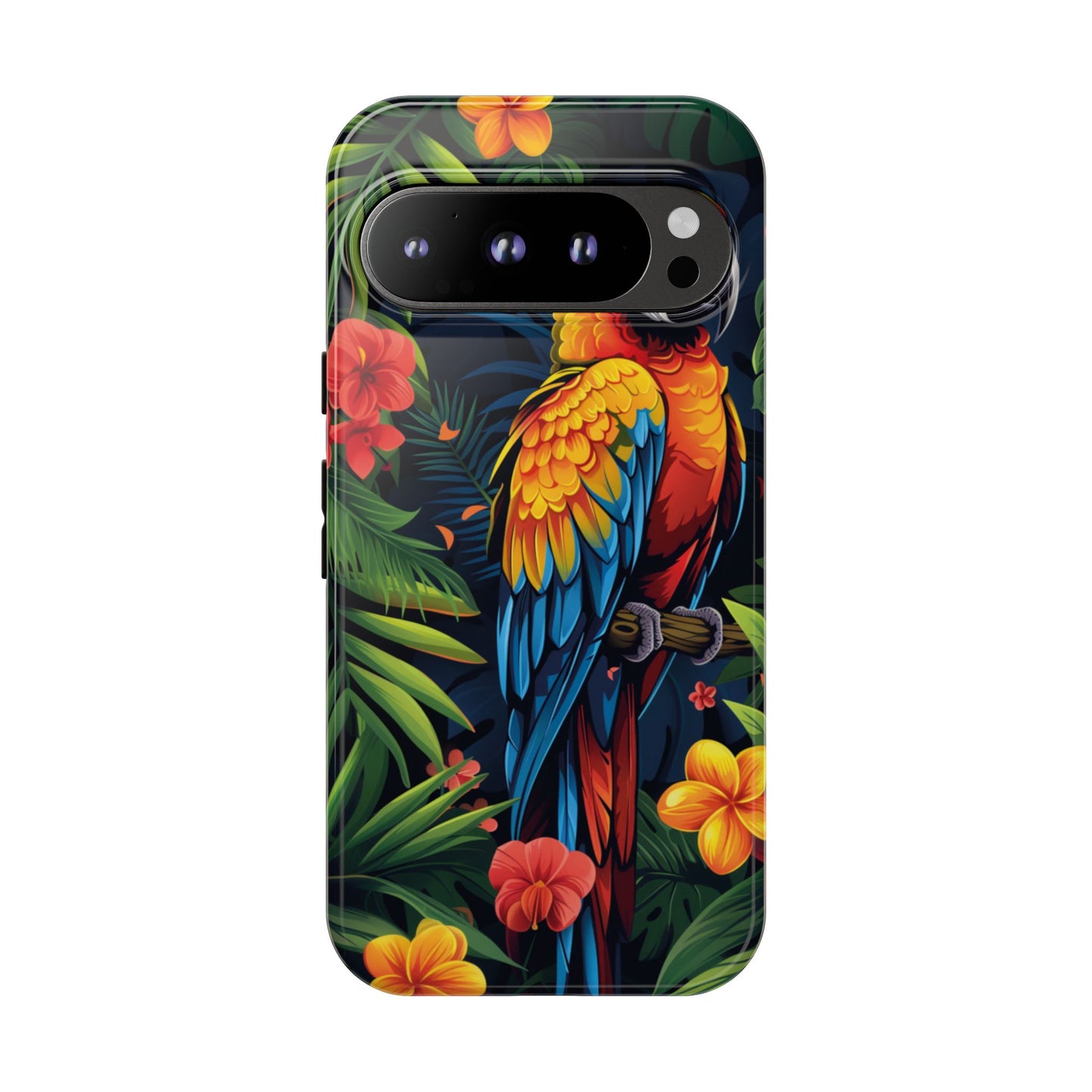 Floral Parrot Phone Case – Tropical Bird Design for iPhone, Samsung & Google Pixel