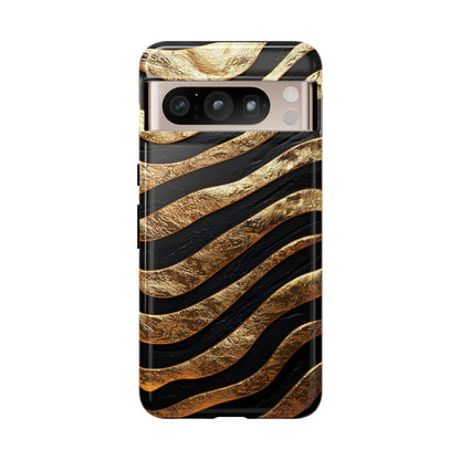 Luxury Black & Gold Zebra Stripes Phone Case for iPhone, Samsung & Google Pixel
