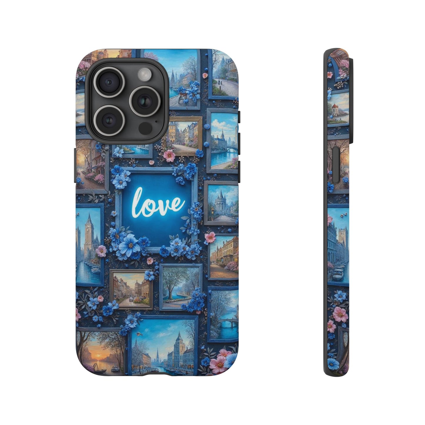 Blue Floral Love Frame Phone Case