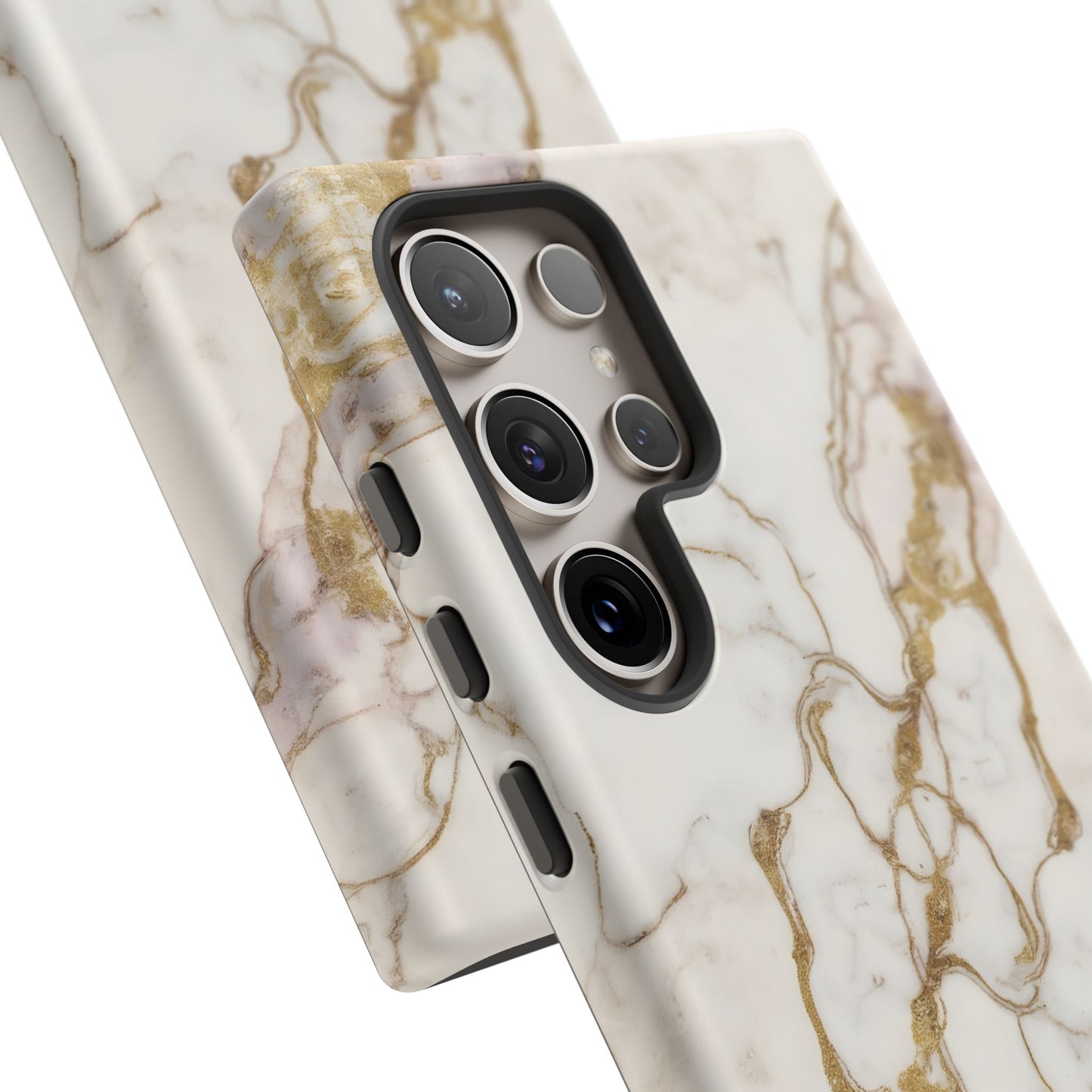 Elegant White and Gold Marble Case Design