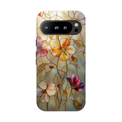 Golden Bloom – Luxe Stained Glass Floral Phone Case for iPhone, Samsung & Pixel