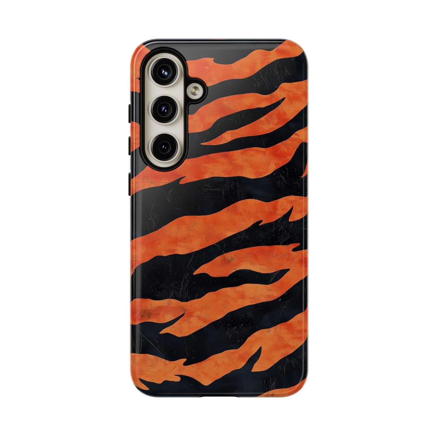 Burnt Orange & Black Tiger Stripes Phone Case for iPhone, Samsung & Google Pixel