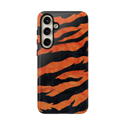Burnt Orange & Black Tiger Stripes Phone Case for iPhone, Samsung & Google Pixel