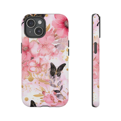 Pink Blossom & Gold Butterfly Mobile Case
