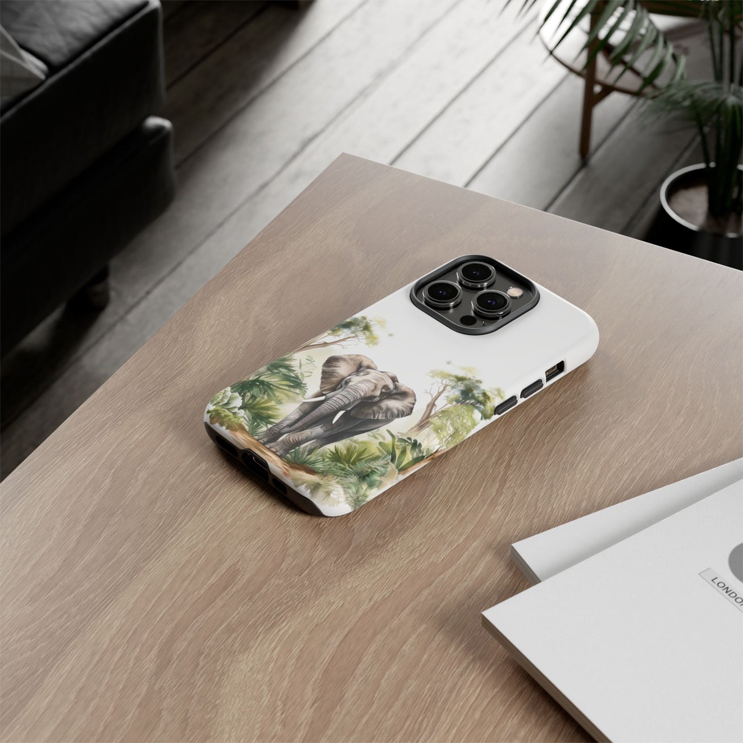 Serene Jungle Elephant Mobile Cover – Watercolor Wildlife Design