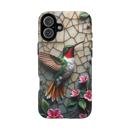 Vivid Hummingbird with Blossoming Branches | Artistic Mosaic Style