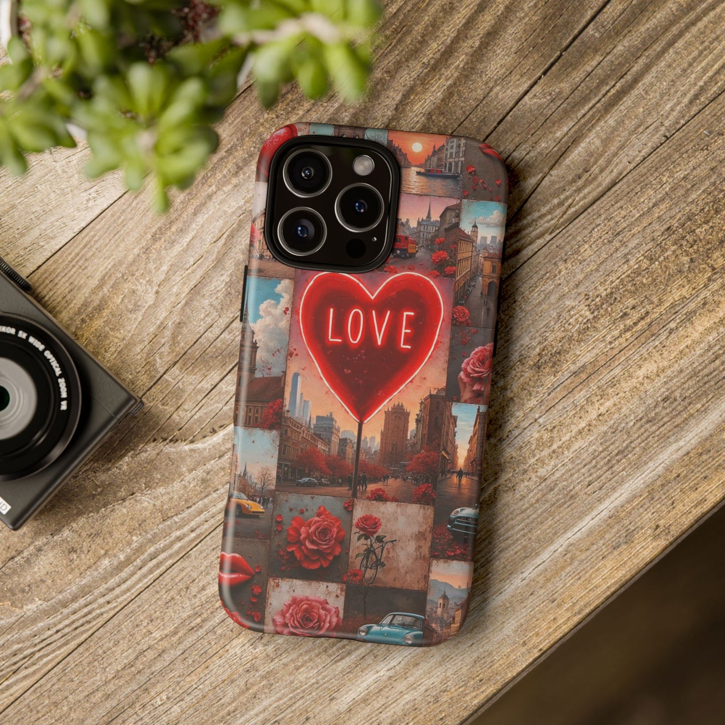 Neon Love Heart & Rose Phone Case