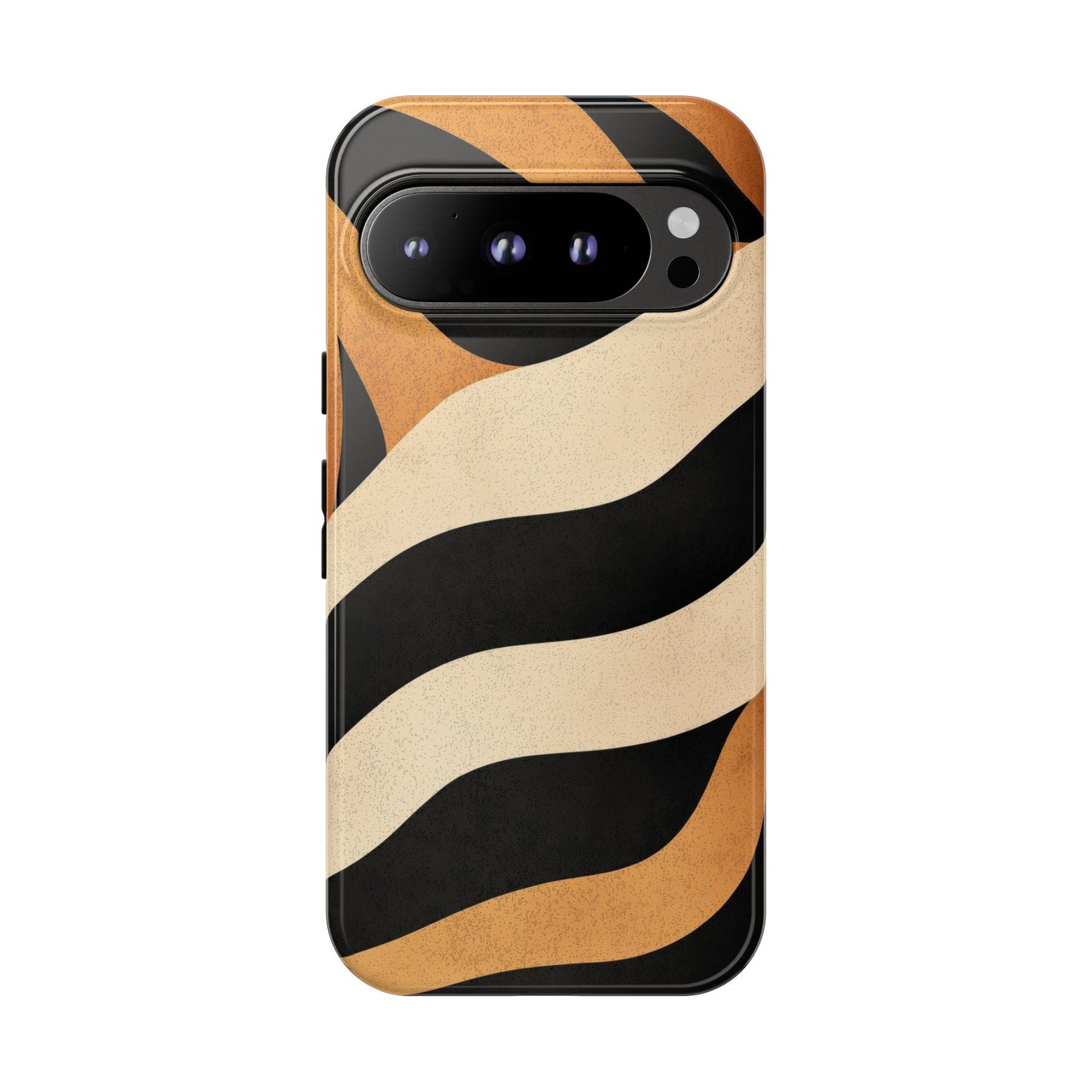 Bold Tiger Stripes Phone Case – Black, Orange & Cream Perfect for iPhone, Samsung & Google Pixel