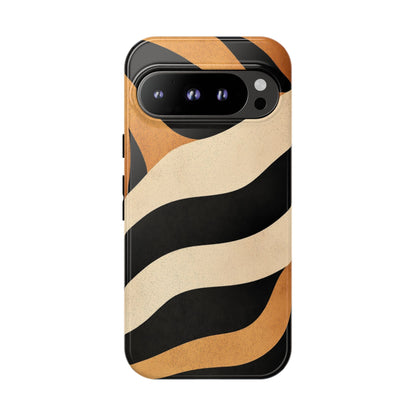 Bold Tiger Stripes Phone Case – Black, Orange & Cream Perfect for iPhone, Samsung & Google Pixel