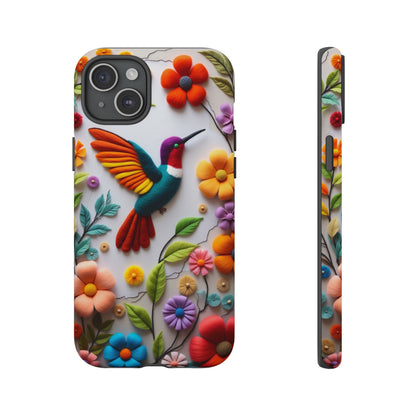 Embroidered Hummingbird with Floral Design | Nature's Elegant Stitch