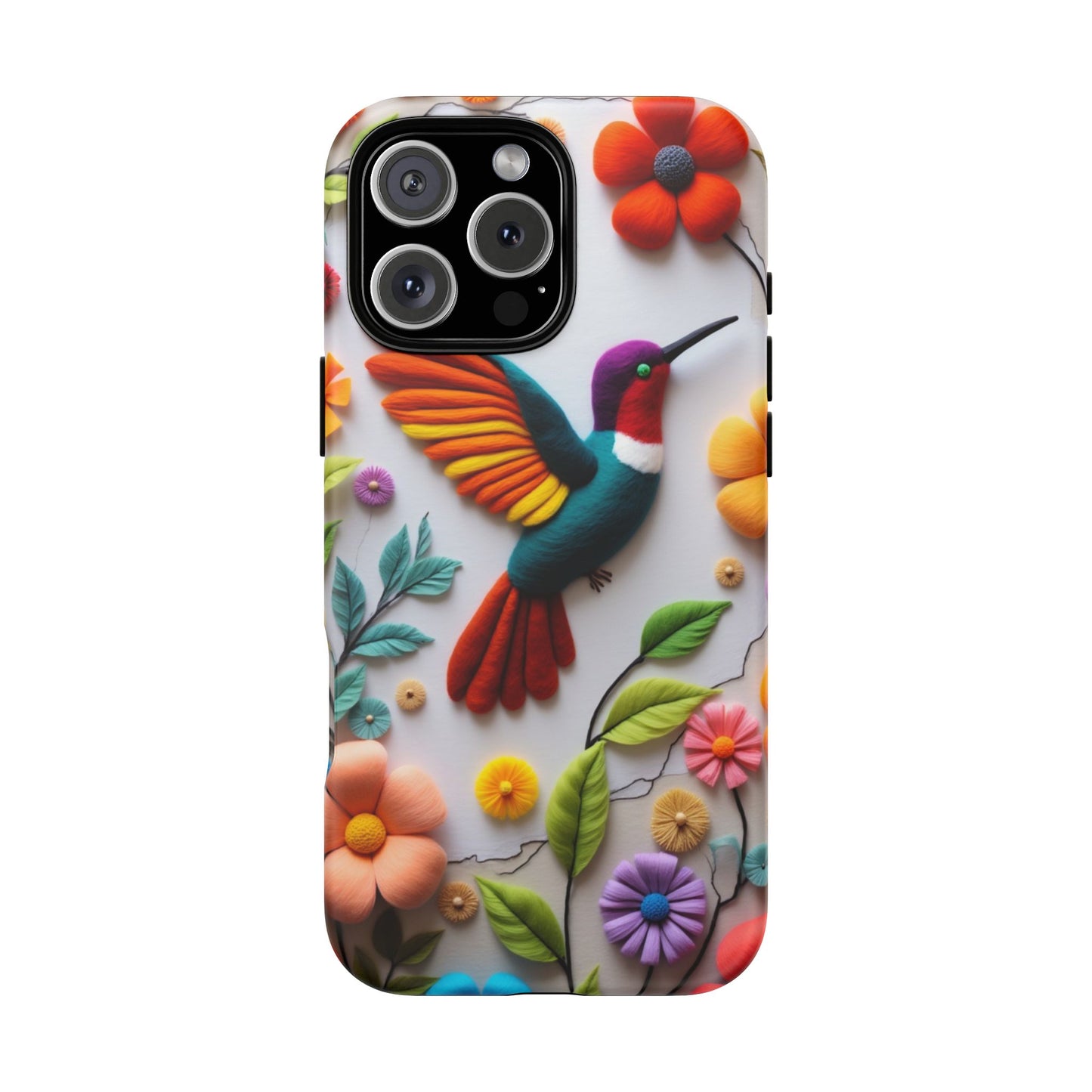 Embroidered Hummingbird with Floral Design | Nature's Elegant Stitch | iPhone 16 Pro