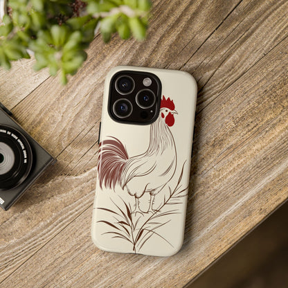 Golden Dawn Rooster: Minimalist Farmstead Charm Case for iPhone, Samsung & Pixel