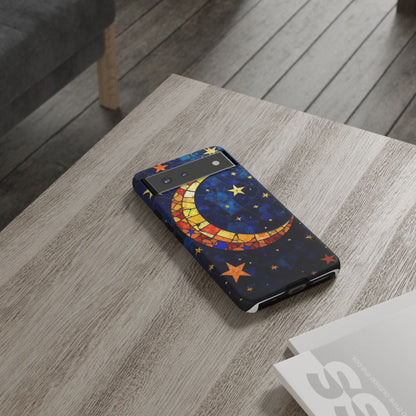 Celestial Crescent: Vibrant Moon and Stars Phone Case