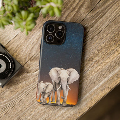 Starry Safari Elephant Family Mobile Cover – Cosmic Wildlife Aesthetic