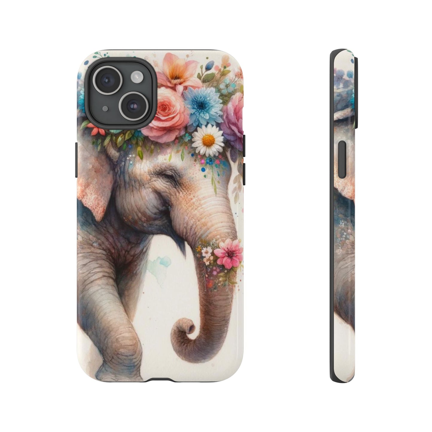 Joyful Floral Elephant Mobile Cover – Whimsical Watercolor Art