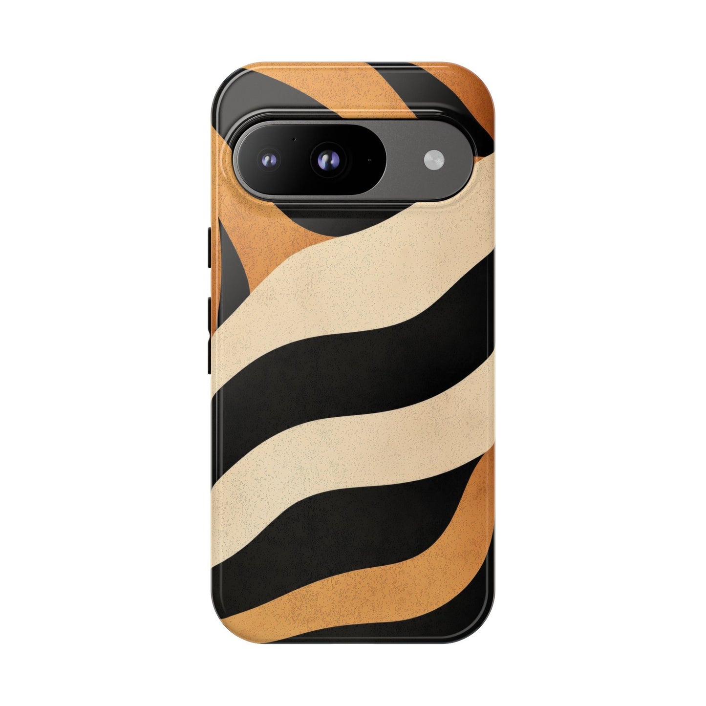 Bold Tiger Stripes Phone Case – Black, Orange & Cream Perfect for iPhone, Samsung & Google Pixel