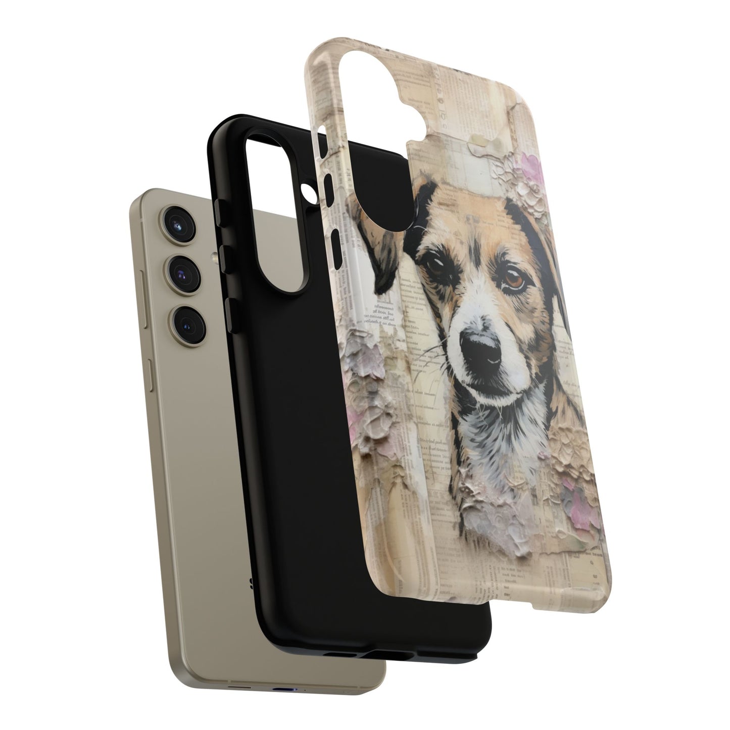 Vintage Collage Dog Portrait Mobile Cover – Artistic Mixed Media Design