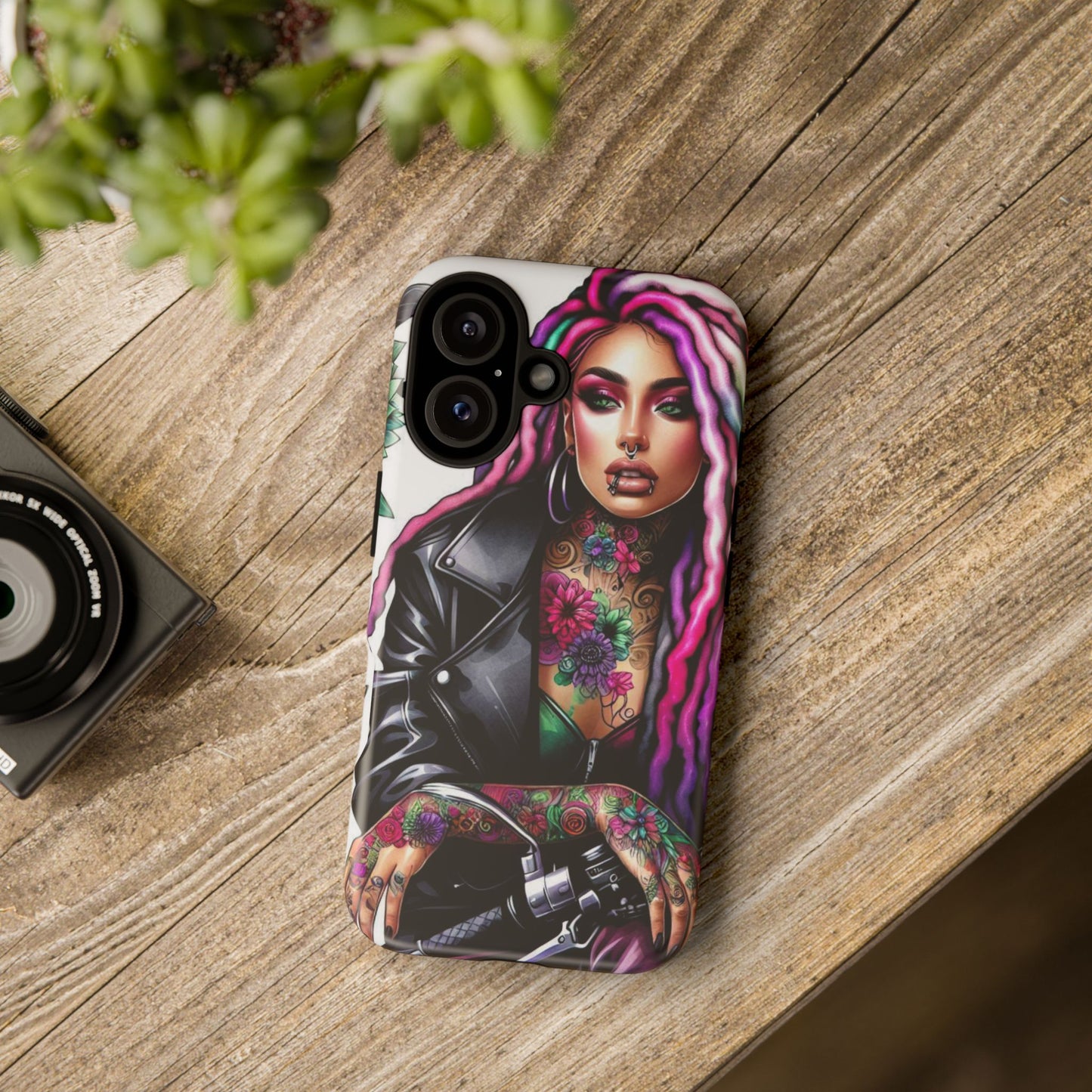 Neon Rebel – Vibrant Biker Queen Mobile Cover