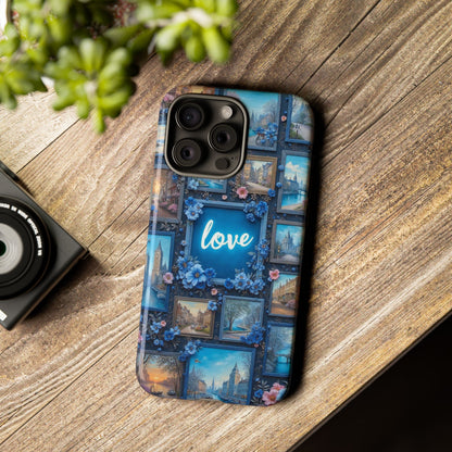 Blue Floral Love Frame Phone Case
