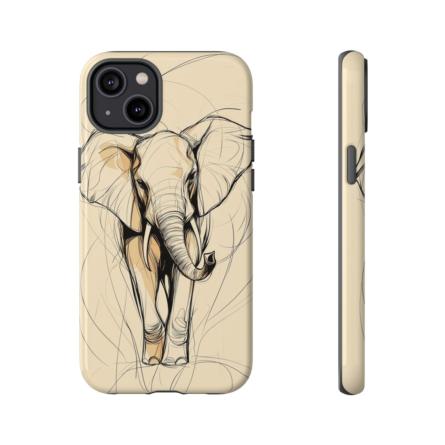 Majestic March: Dynamic Elephant Line Art  Phone Case for iPhone, Samsung & Pixel
