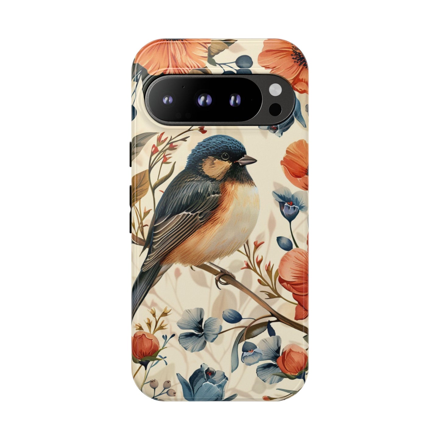 Floral Bird Phone Case - Elegant Nature-Inspired Cover for iPhone, Samsung & Google Pixel