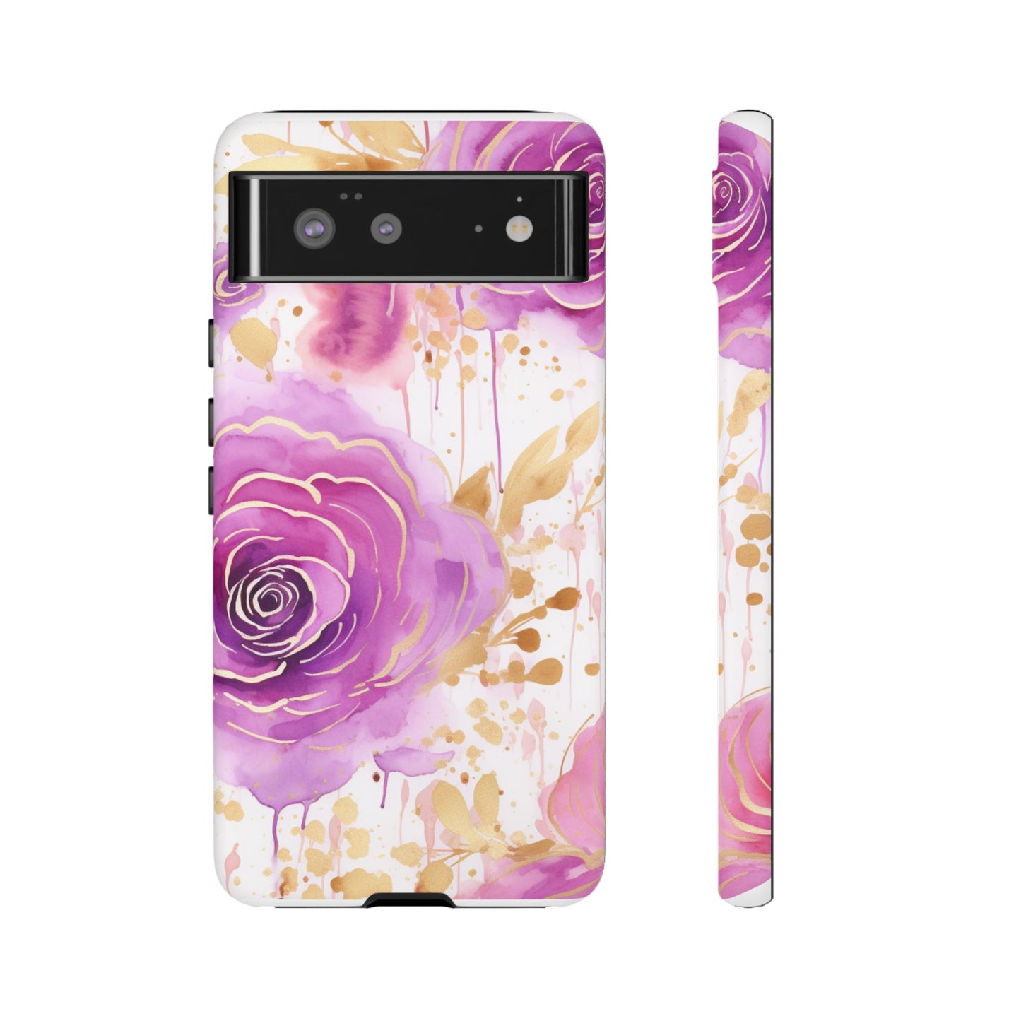 Elegant Purple-Gold Watercolor Rose Mobile Case