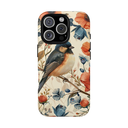Floral Bird Phone Case - Elegant Nature-Inspired Cover for iPhone, Samsung & Google Pixel