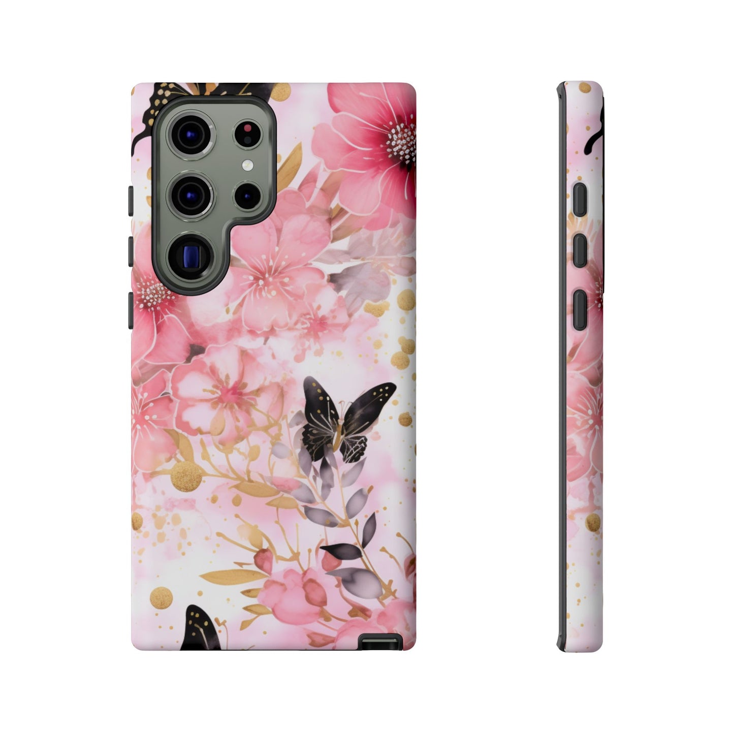 Pink Blossom & Gold Butterfly Mobile Case