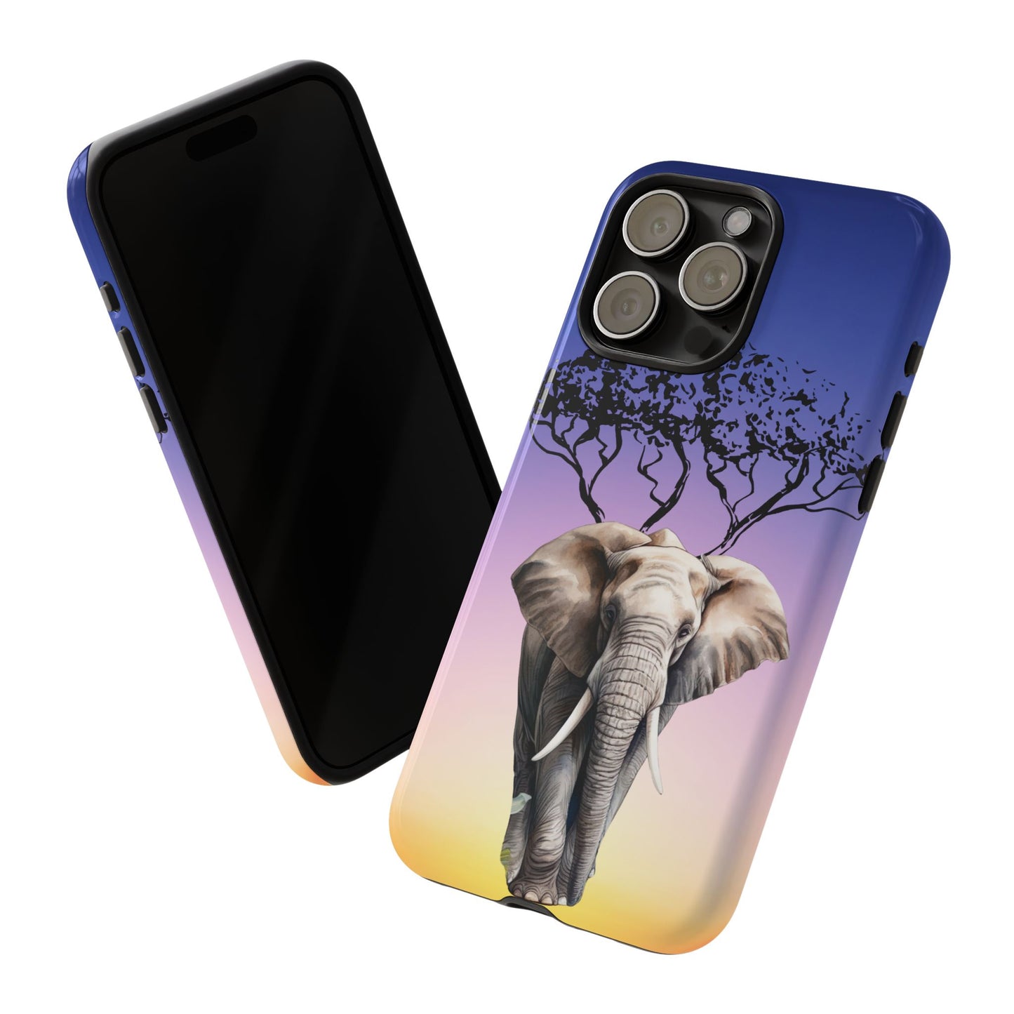Surreal Elephant Tree Mobile Cover – Dreamy Sunset Fantasy