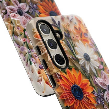 Intricate Quilled Floral Artwork In Vibrant Colors phone case design.