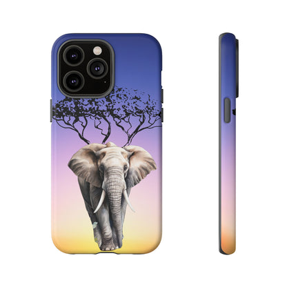 Surreal Elephant Tree Mobile Cover – Dreamy Sunset Fantasy