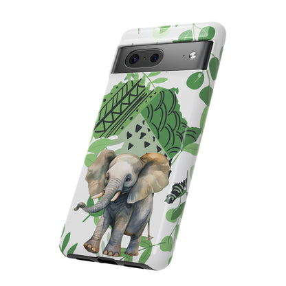 Playful Baby Elephant Mobile Cover – Tropical Boho Art
