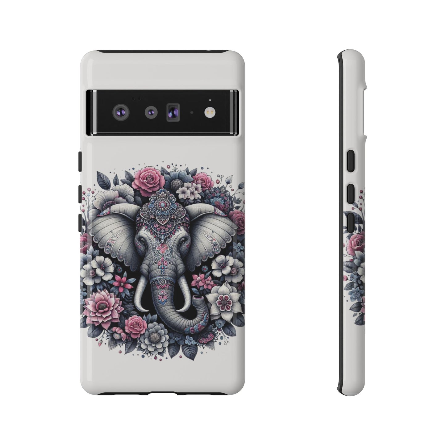 Ornate Floral Elephant Mobile Cover – Elegant Bohemian Art
