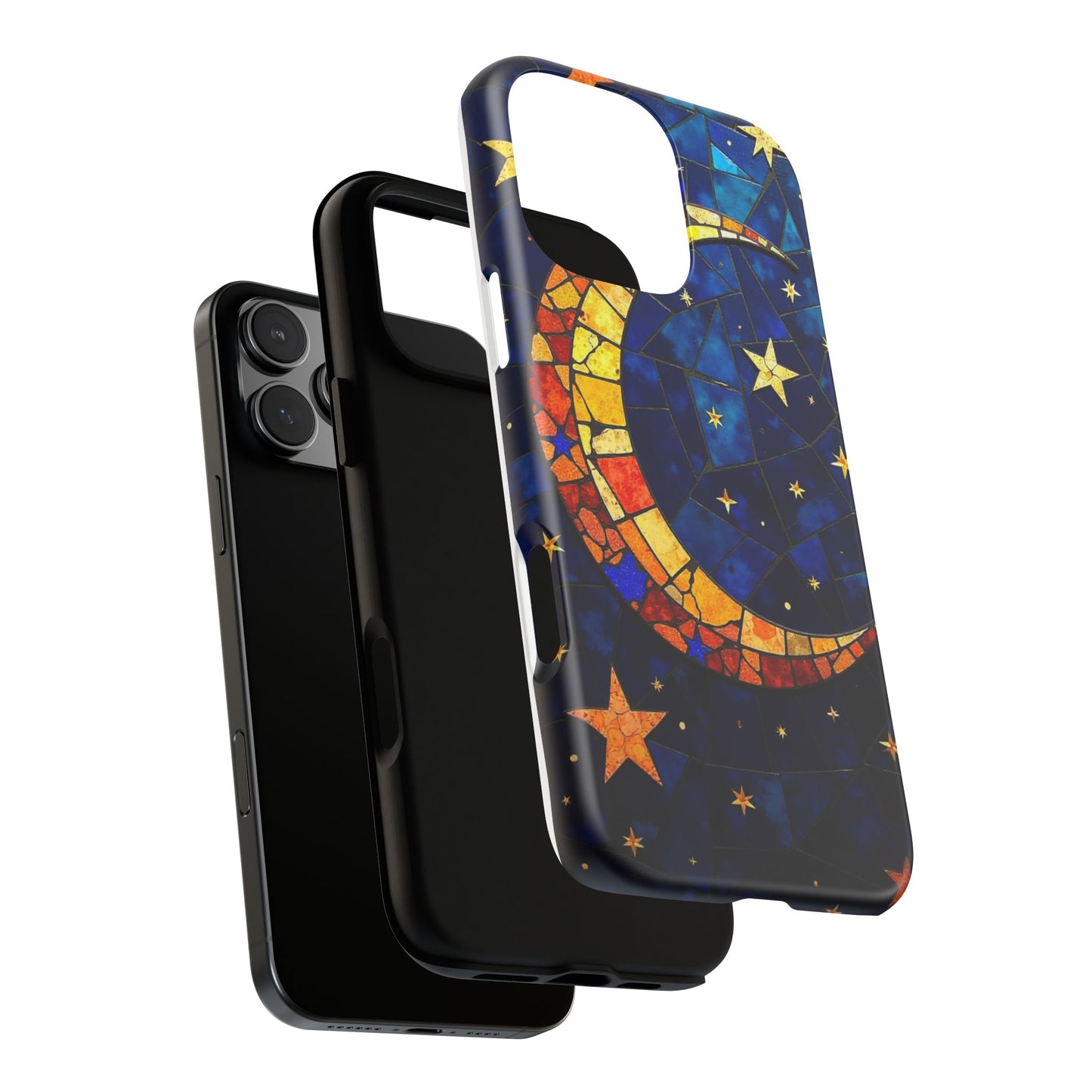 Celestial Crescent: Vibrant Moon and Stars Phone Case