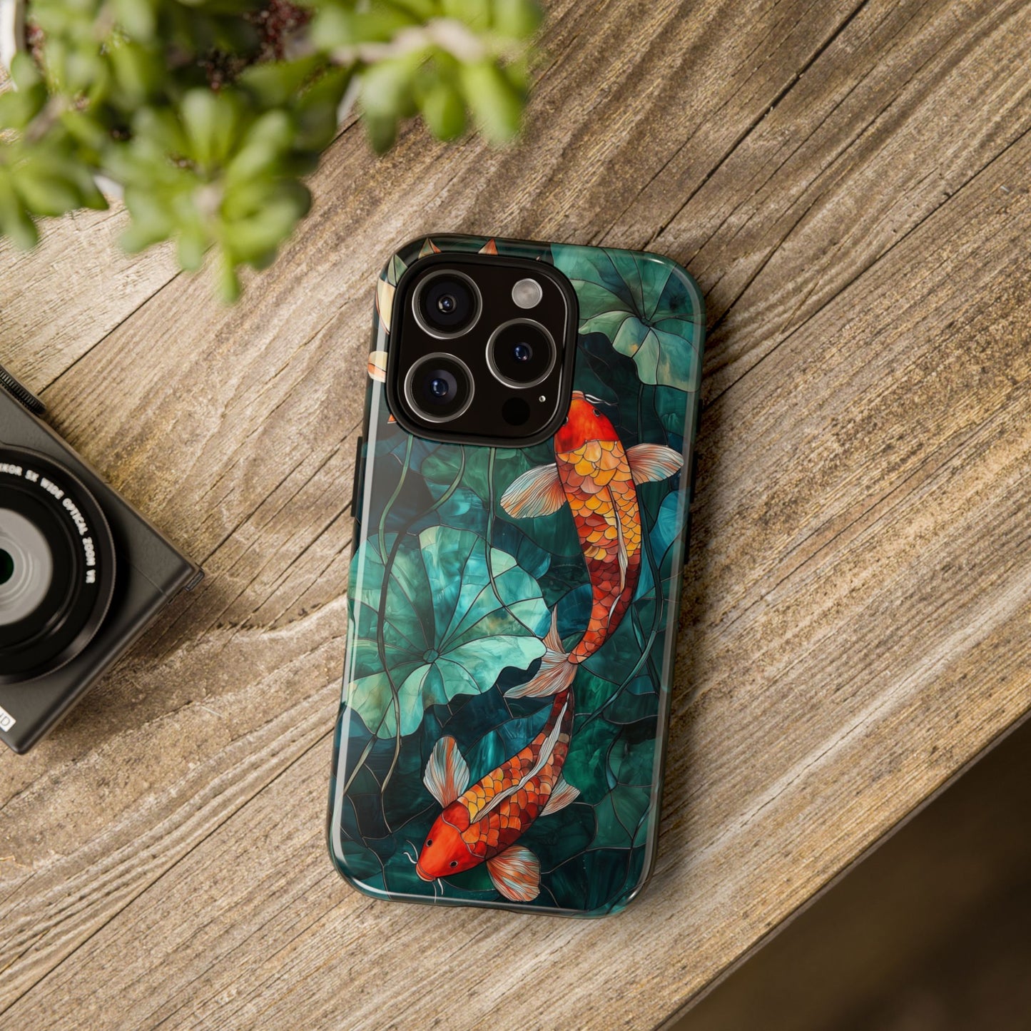 Lotus Serenity" – Koi Pond Stained Glass Case or iPhone, Samsung & Pixel
