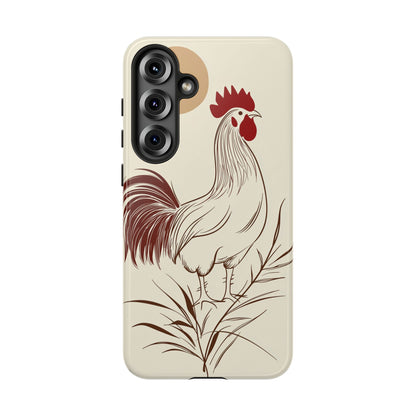 Golden Dawn Rooster: Minimalist Farmstead Charm Case for iPhone, Samsung & Pixel