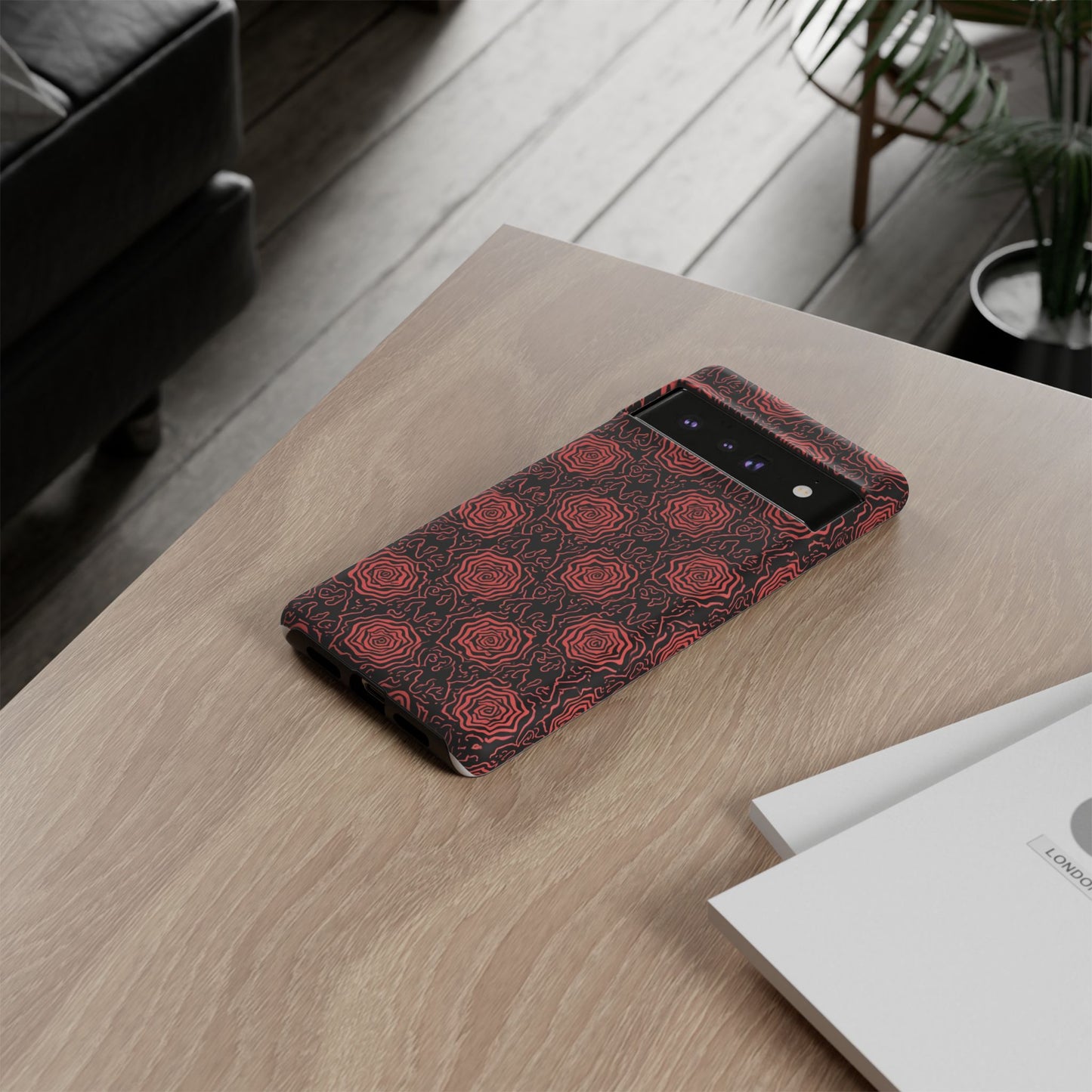 Red roses abstract geometric seamless pattern design