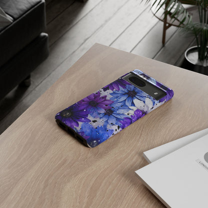 Blue & Purple Floral Splash Mobile Cover – Elegant Artistic Flowers
