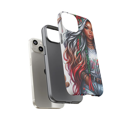 Festive Boho Queen – Holiday Glow & Candy Cane Braids Mobile Cover