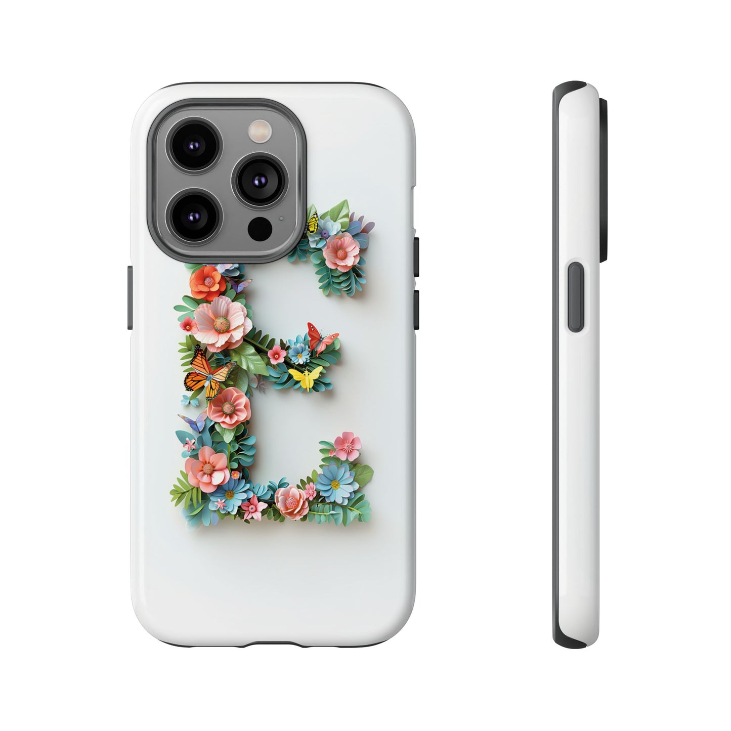 Floral Letter E Phone Case – Personalized Aesthetic Cover for iPhone, Samsung & Google Pixel