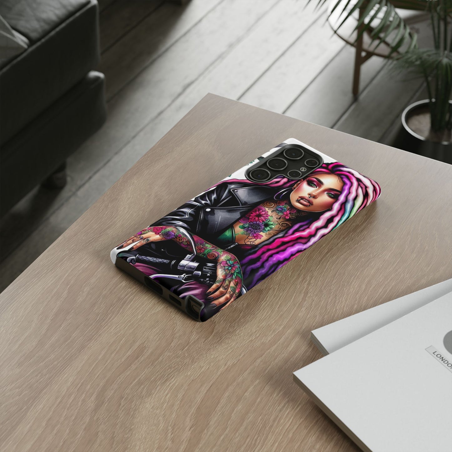 Neon Rebel – Vibrant Biker Queen Mobile Cover