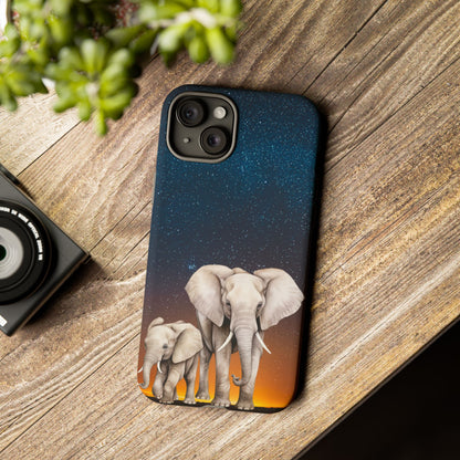 Starry Safari Elephant Family Mobile Cover – Cosmic Wildlife Aesthetic