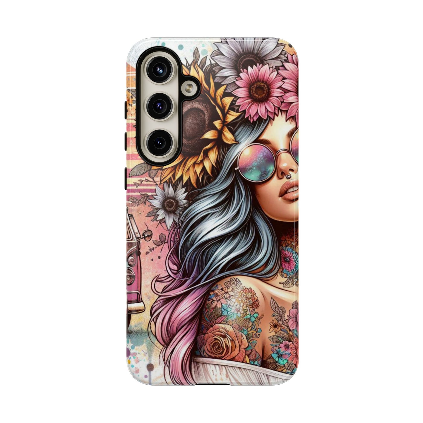 Retro Boho Wanderer – Sunflower Hippie Van Mobile Cover