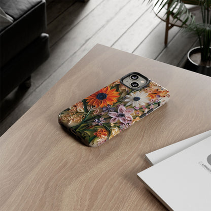 Intricate Quilled Floral Artwork In Vibrant Colors phone case design.