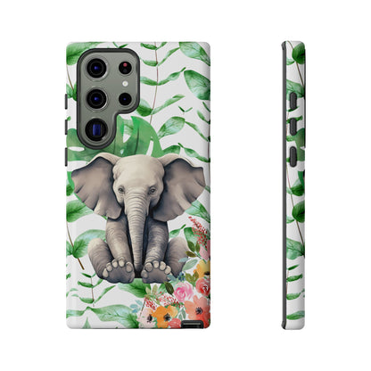 Cute Baby Elephant Mobile Cover – Floral & Tropical Aesthetic